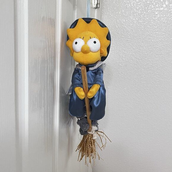 Vintage Applause Witch Lisa Simpson on Flying Broom with Cat Plush Halloween - Picture 2 of 16